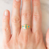 Anello antico in oro giallo 18K con turchesi, anno 1941