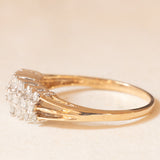 Anello vintage in oro giallo e bianco 9K con diamanti (0.35ctw ca.), anni ‘70/‘80