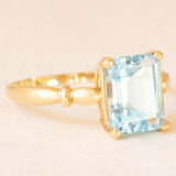 Anello vintage francese in oro giallo 18K con topazio azzurro trattato (2.70ct ca.), anni ‘50/‘60