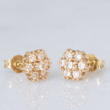 Orecchini a margherita vintage in oro giallo 14K con diamanti di taglio brillante (0.50ctw ca.)