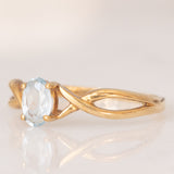 Anello vintage in oro giallo 9K con topazio azzurro (0.40ct ca.), anni ‘70/‘80