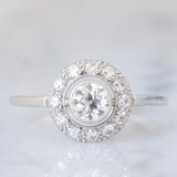 Anello “target” Art Déco in platino con diamanti (0.74ctw ca.), anni ‘20/‘30