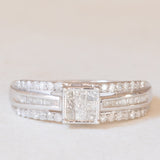 Anello vintage a fascia in oro bianco 9K con diamanti (0.40ctw ca.)