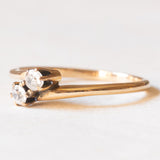 Anello Toi et Moi vintage in oro giallo 14K con diamanti di taglio vecchia Europa (0.20ctw ca.), anni ‘60/‘70