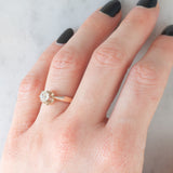 Solitario retrò in oro rosa 14K con diamante di taglio vecchia miniera (0.50ct ca.), anni ‘40