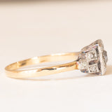 Anello Art Déco in oro giallo 14K e argento con diamanti (0.24ctw ca.), anni ‘20/‘30