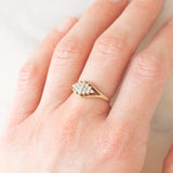 Anello vintage in oro giallo 9K con diamanti (0.19ctw ca.), anni ‘70/‘80