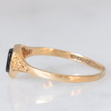 Anello vintage in oro giallo 9K con cuore di onice, anno 1989