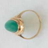 Anello vintage in oro giallo 8K con agata verde, anni ‘60/‘70
