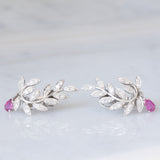 Orecchini vintage in oro bianco 18K con rubini (0.80ctw ca.) e diamanti (1ctw ca.), anni ‘90