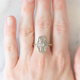 Anello antico in oro giallo 18K e argento con diamanti di taglio rosetta, primi del ‘900