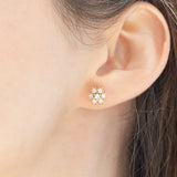 Orecchini a margherita vintage in oro giallo 14K con diamanti di taglio brillante (0.50ctw ca.)