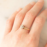 Anello a fiore vintage in oro giallo 9K con diamanti di taglio brillante (0.20ctw ca.), anno 1988