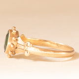 Anello vintage in oro giallo 9K con smeraldo sintetico (0.65ct ca.), anni ‘50