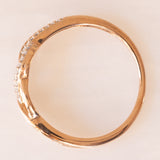 Anello intrecciato vintage in oro rosa e bianco 9K con diamanti, anni ‘90