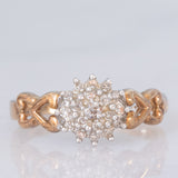 Anello a fiore vintage in oro giallo e bianco 9K con diamanti (0.15ctw ca.), anni ‘80