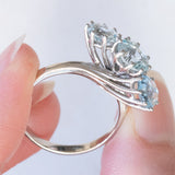 Anello vintage in oro bianco 14K con acquamarine (2.20ctw ca.), anni ‘70/‘80