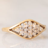 Anello vintage in oro giallo 9K con diamanti (0.19ctw ca.), anni ‘70/‘80