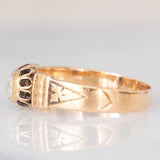 Solitario a fascia antico in oro giallo 14K con diamante di taglio rosetta (0.30ct ca.), fine ‘800/inizio ‘900