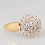 Anello vintage a fiore e a fascia con diamanti (0.52ctw ca.), anni ‘60/‘70