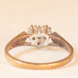 Anello in oro giallo 9K con decorazione a cuore in oro bianco 9K con diamanti (0.14ctw ca.), anno 1986