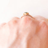 Anello vintage in oro giallo 9K con smeraldo sintetico (0.65ct ca.), anni ‘50
