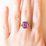 Anello da cocktail vintage in oro giallo 9K con ametista (3.80ct ca.), anno 1999