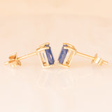 Orecchini punto luce vintage in oro giallo 9K e zaffiri (1.20ctw ca.)