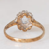 Anello a margherita vintage in oro giallo e bianco 9K con zaffiro e diamanti, anno 1992