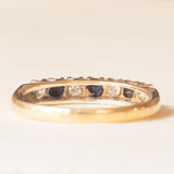 Veretta vintage in oro giallo e bianco 9K con zaffiri (0.20ctw ca.) e diamanti di taglio brillante (0.20ctw ca.), anno 1984
