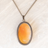 Collana antica con catenina in argento e con ciondolo in argento con cammeo, primi del ‘900