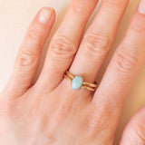 Anello doppio girevole vintage in oro giallo 9K con amazonite e ambra, anni ‘70/‘80