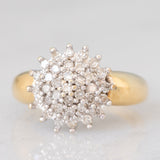 Anello vintage a fiore e a fascia con diamanti (0.52ctw ca.), anni ‘60/‘70