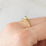 Anello a serpente vintage in oro giallo 14K con zaffiro e diamanti, anni ‘70