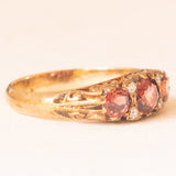 Anello vintage in oro giallo 9K con tormaline arancioni (0.80ctw ca.) e diamanti (0.04ctw ca.), anno 2006