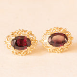 Orecchini vintage in oro giallo 9K con granati, anni ‘60