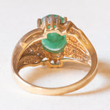 Anello vintage in oro giallo e bianco 10K con smeraldo (1.70ct ca.) e diamanti, anni ‘60/‘70