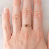 Solitario a cuore vintage in oro giallo 9K con granato, anni ‘80