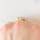 Trilogy vintage in oro giallo e bianco 14K con diamanti di taglio brillante (0.30ctw ca.), anni ‘60/‘70