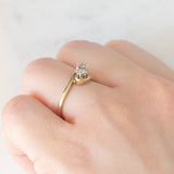 Toi et Moi vintage in oro giallo 9K con diamanti di taglio brillante (0.28ctw ca.), anni ‘80