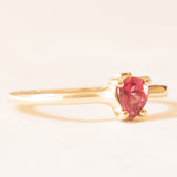 Anello vintage in oro giallo 10K con spinello rosa sintetico (0.30ct ca.) e diamanti