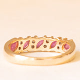 Veretta vintage in oro giallo 9K con rubini (0.50ctw ca.) e diamanti (0.16ctw ca.), anno 1990