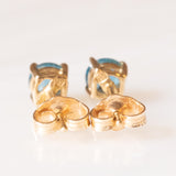 Orecchini punto luce vintage in oro giallo 9K con spinelli sintetici azzurri (0.50ctw ca.)