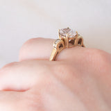 Anello da cocktail vintage in oro giallo 8K con morganite (1.50ct ca.) e diamanti