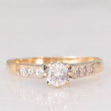 Solitario vintage in oro giallo 9K con diamanti (0.30ctw ca.), anno 1988