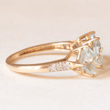 Anello vintage in oro giallo e bianco 9K con acquamarine (1.50ctw ca.) e diamanti (0.10ct ca.), anno 2012