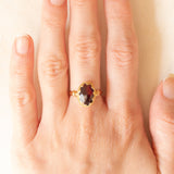 Solitario vintage in oro giallo 18K con granato, anni ‘40/‘50