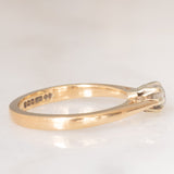 Solitario vintage in oro giallo 9K con diamante di taglio brillante (0.20ct ca.), anni ‘80/‘90