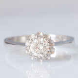 Solitario vintage in oro bianco 18K con diamante di taglio brillante (0.42ct ca.), anni ‘60