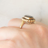 Anello a margherita vintage in oro giallo 8K con granati (2.60ct ca.), anni ‘50/‘60